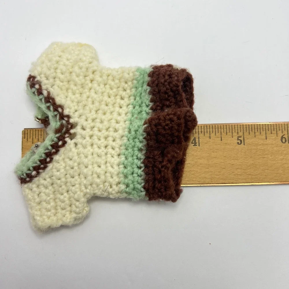 Vintage Handmade Crochet Ken Barbie Doll Sweaters 70s Hand Knit Pullover Vest